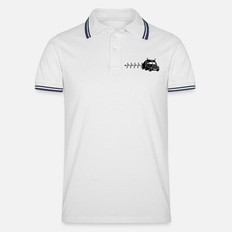 Lkw herzfrequenz - Männer Tipped Poloshirt - Weiß/Navy