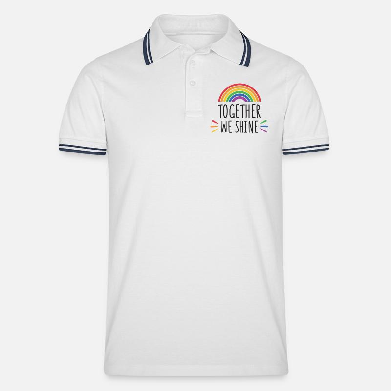 Pride Month - Gemeinsam glänzen wir - Männer Tipped Poloshirt - Weiß/Navy