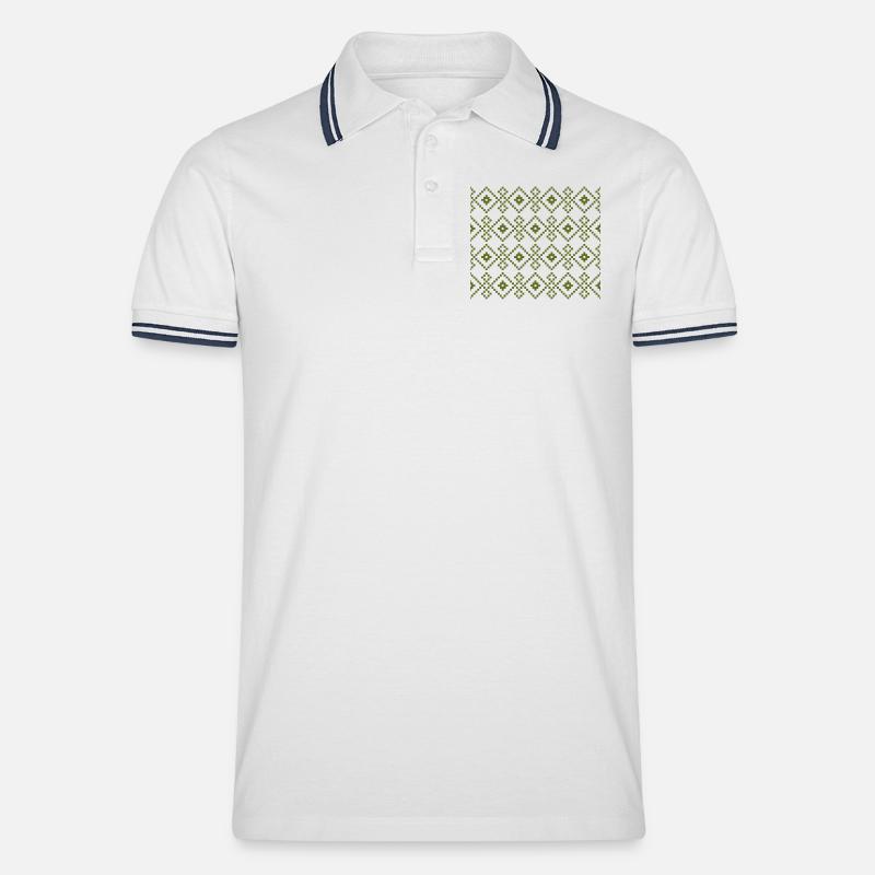 Weihnachtspullover (grün) - Männer Tipped Poloshirt - Weiß/Navy