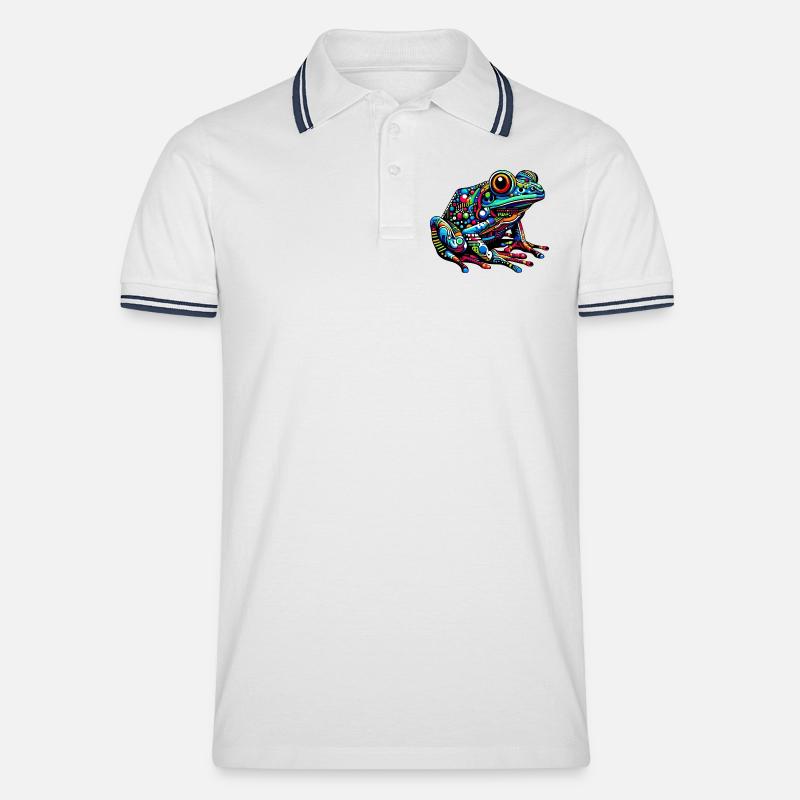 Frosch - Männer Tipped Poloshirt - Weiß/Navy