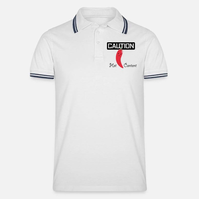 CAUTION HOT CONTENT > Vectorgraphic - Männer Tipped Poloshirt - Weiß/Navy