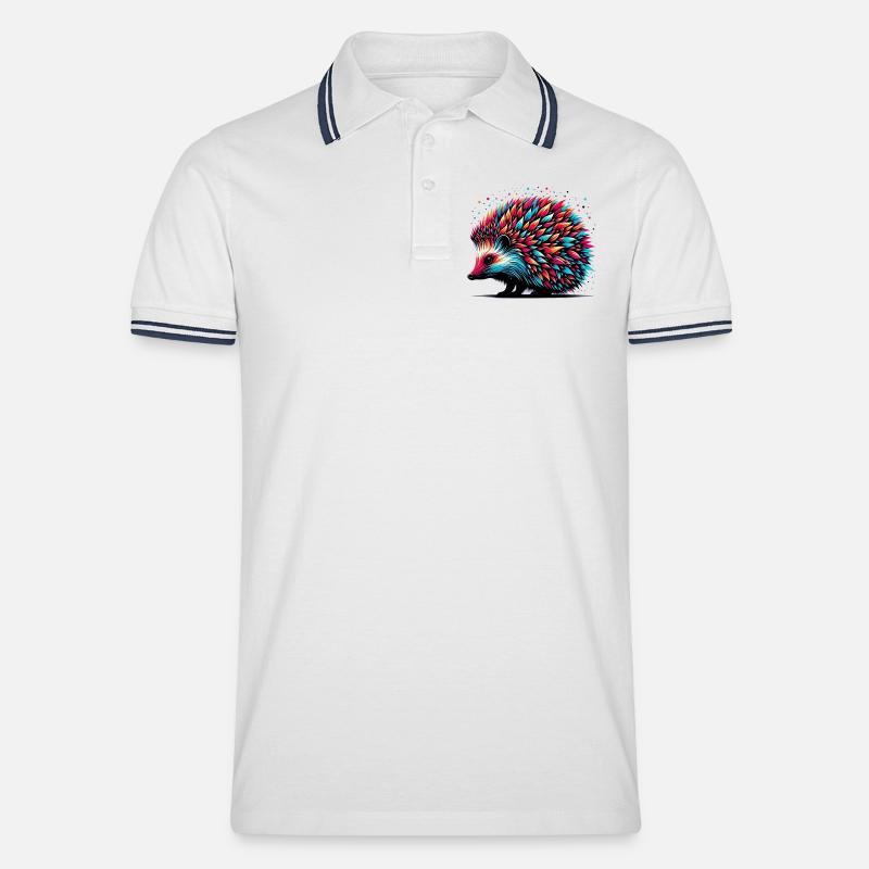 Igel - Männer Tipped Poloshirt - Weiß/Navy