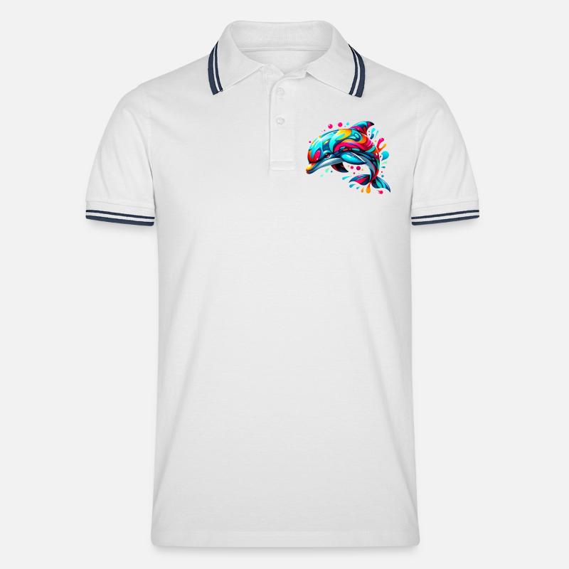 Delfin - Männer Tipped Poloshirt - Weiß/Navy