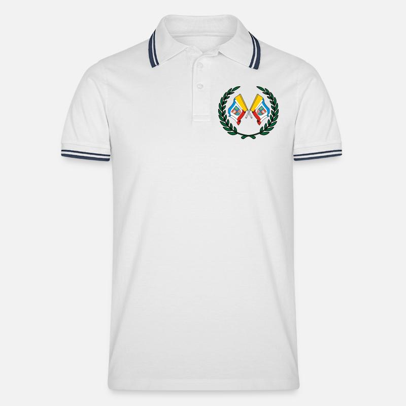 Fahnen Heiliges Kreuz Lorbeerkranz - Männer Tipped Poloshirt - Weiß/Navy