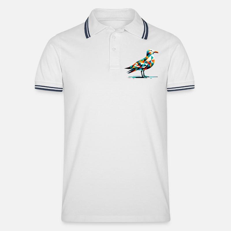 Möwe - Männer Tipped Poloshirt - Weiß/Navy