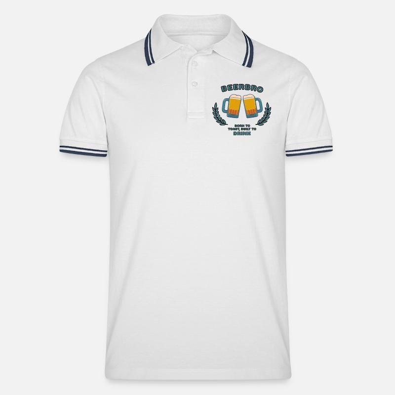 BEERBRO - Männer Tipped Poloshirt - Weiß/Navy