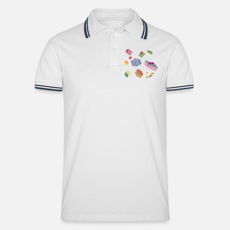 Bunte Geschenkboxen – festlich verpackte Geschenke - Männer Tipped Poloshirt - Weiß/Navy
