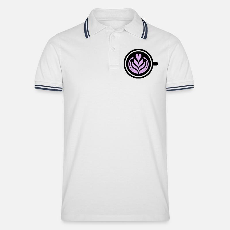 Kaffee-Liebe: Latte art Herz Vektor - Männer Tipped Poloshirt - Weiß/Navy