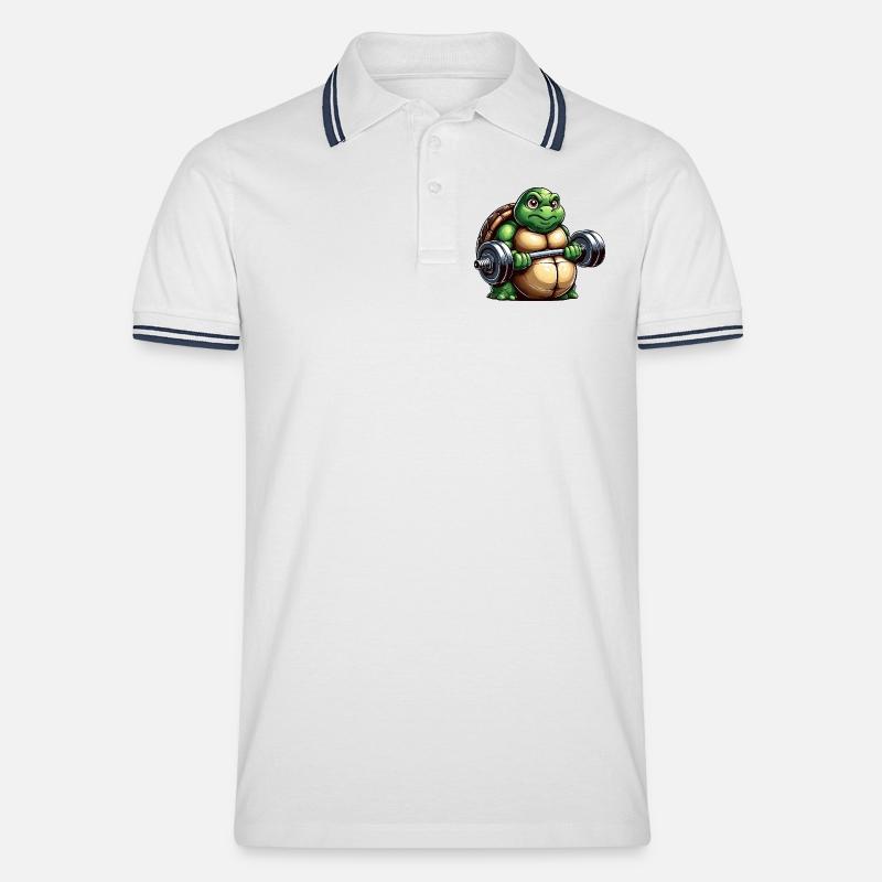 Entraînement avec haltères Grim Turtle - Polo tipped Homme - blanc/marine