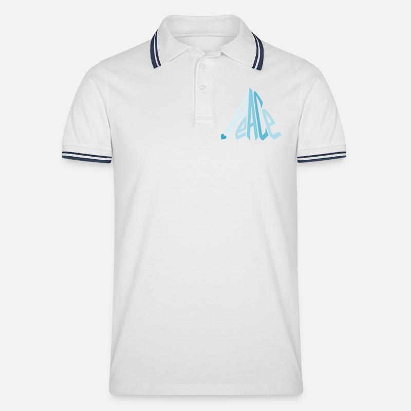Peace Graffiti mit Herz in Blau - Männer Tipped Poloshirt - Weiß/Navy
