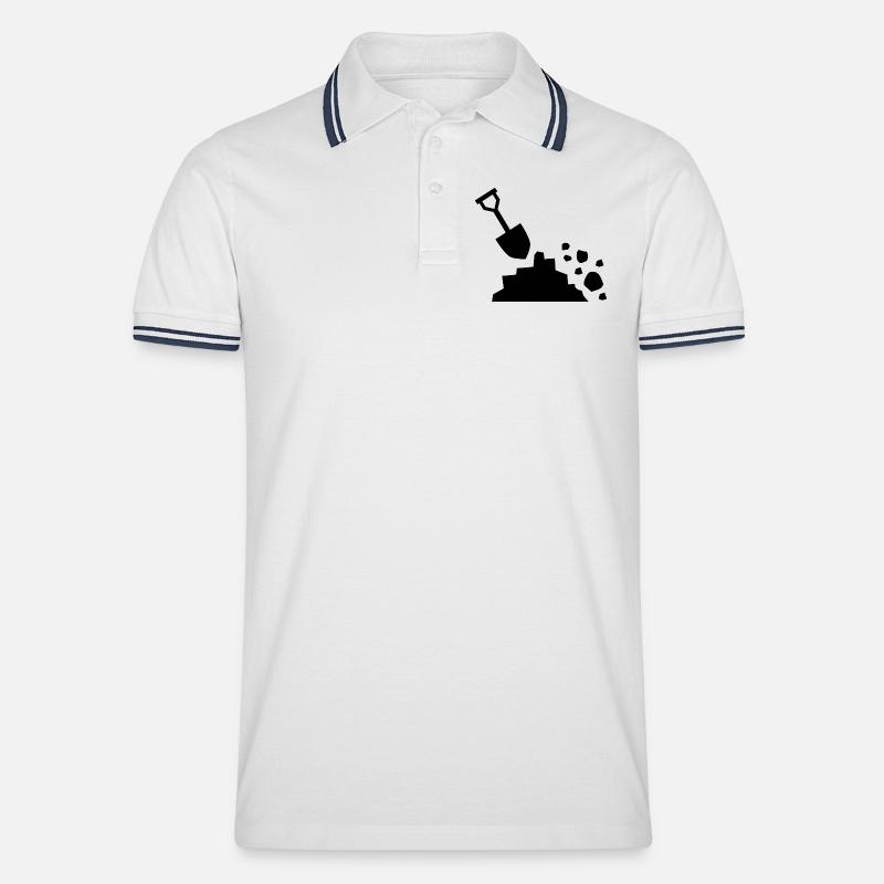 Baustelle - Männer Tipped Poloshirt - Weiß/Navy