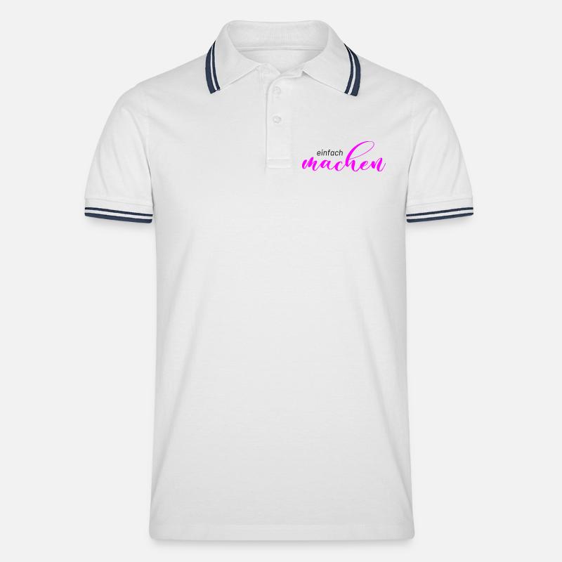 Spruch: einfach machen - Männer Tipped Poloshirt - Weiß/Navy