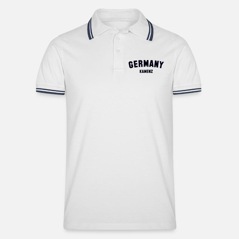KAMENZ - Männer Tipped Poloshirt - Weiß/Navy
