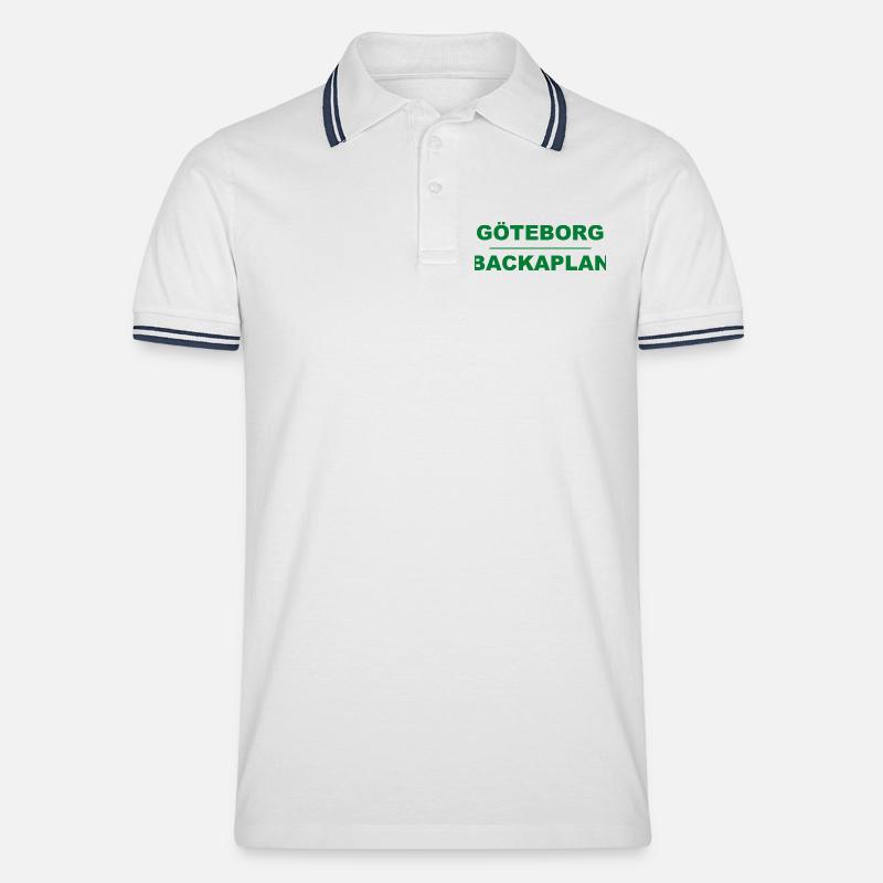 Göteborg Backaplan – Grün-Schwarz-Design - Männer Tipped Poloshirt - Weiß/Navy