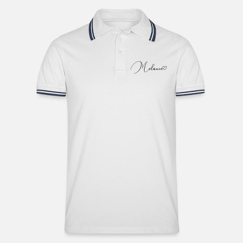 Melanie Name Vorname Mädchen - Männer Tipped Poloshirt - Weiß/Navy