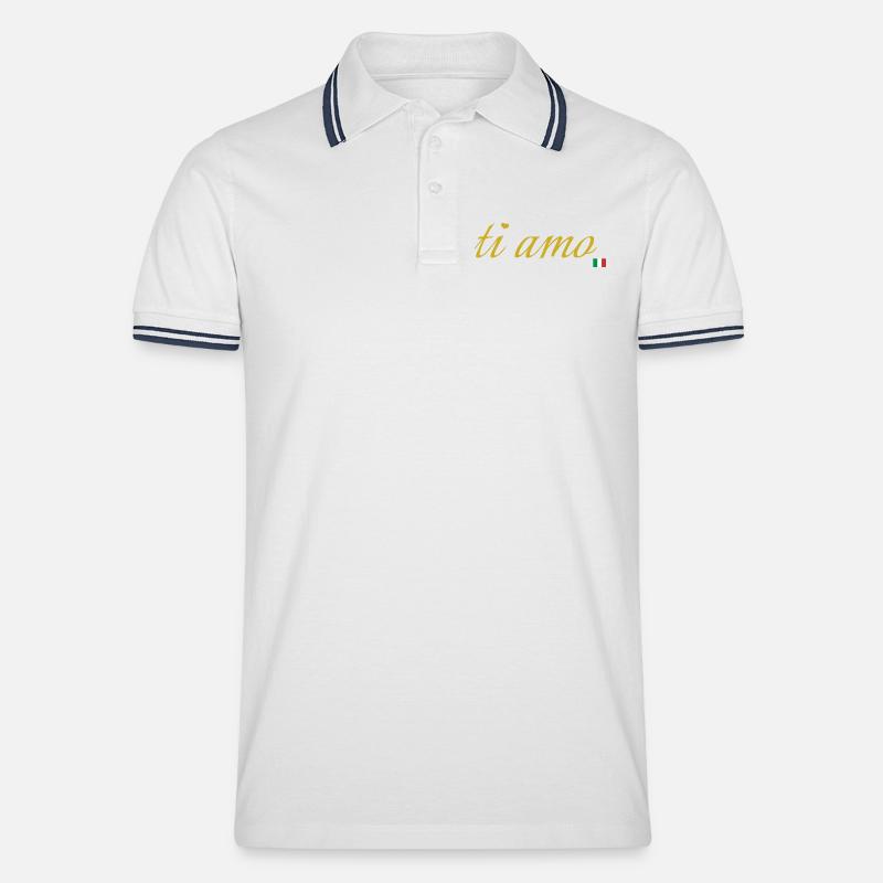 ti amo - Männer Tipped Poloshirt - Weiß/Navy