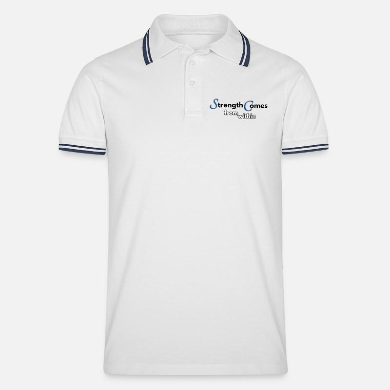 Strength comes from within - Männer Tipped Poloshirt - Weiß/Navy
