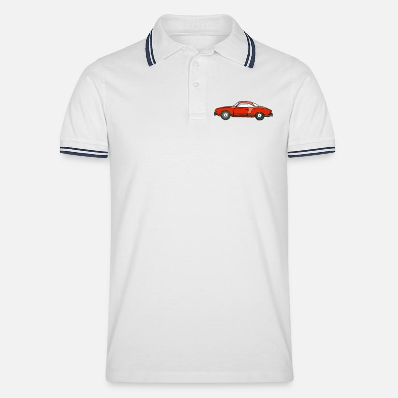 Roter Oldtimer Seitenansicht - Männer Tipped Poloshirt - Weiß/Navy