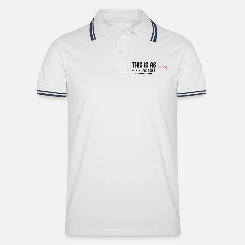 Logo Joyeux Rouge Script Sur Noir - Polo tipped Homme - blanc/marine