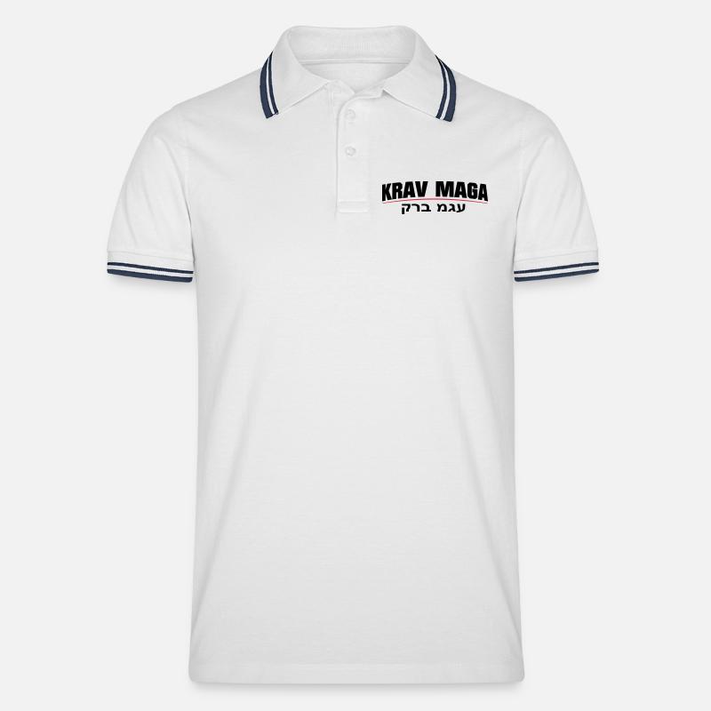 KravMaga Original - Männer Tipped Poloshirt - Weiß/Navy
