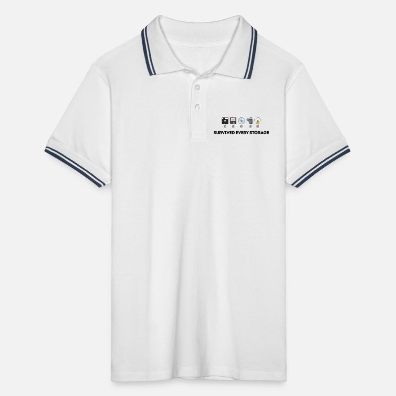 Data Storage Evolution - Tech Icons Men's Tipped Polo Shirt