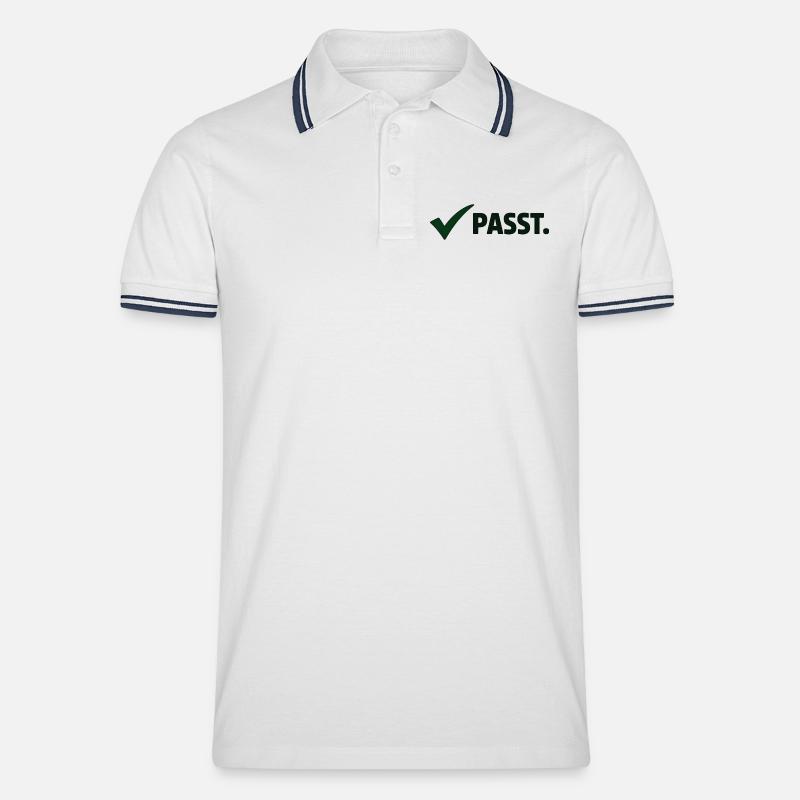 Passt. Minimal Meme Statement T-Shirt - Männer Tipped Poloshirt - Weiß/Navy