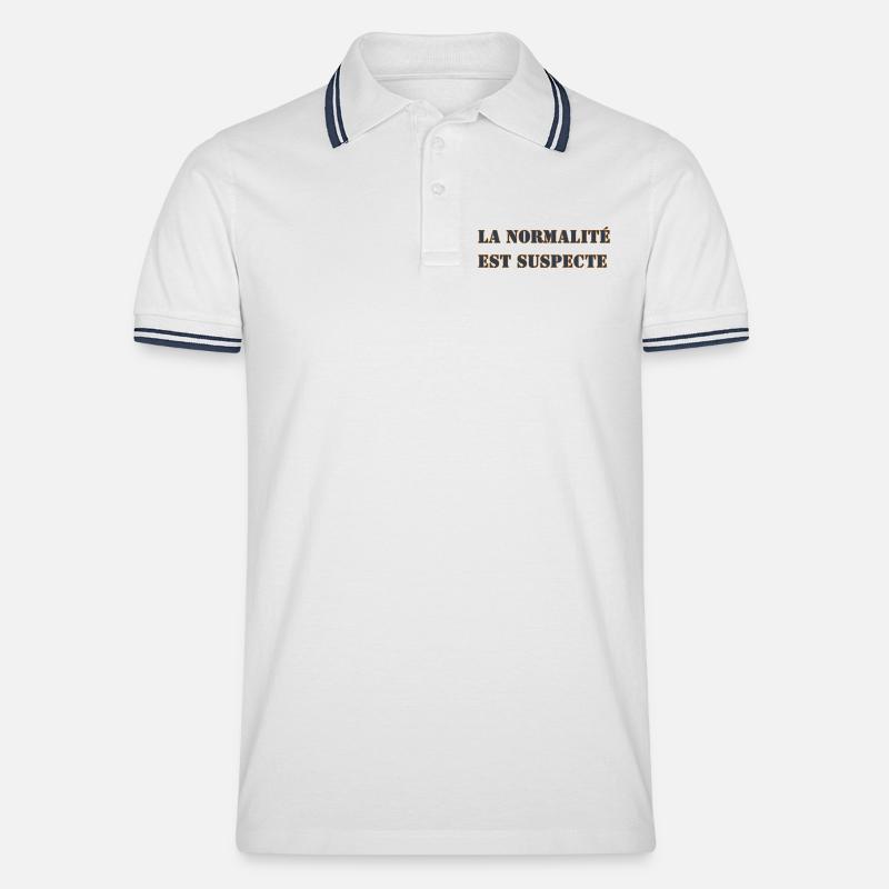 NORMALITÄT IST VERDÄCHTIG - Männer Tipped Poloshirt - Weiß/Navy