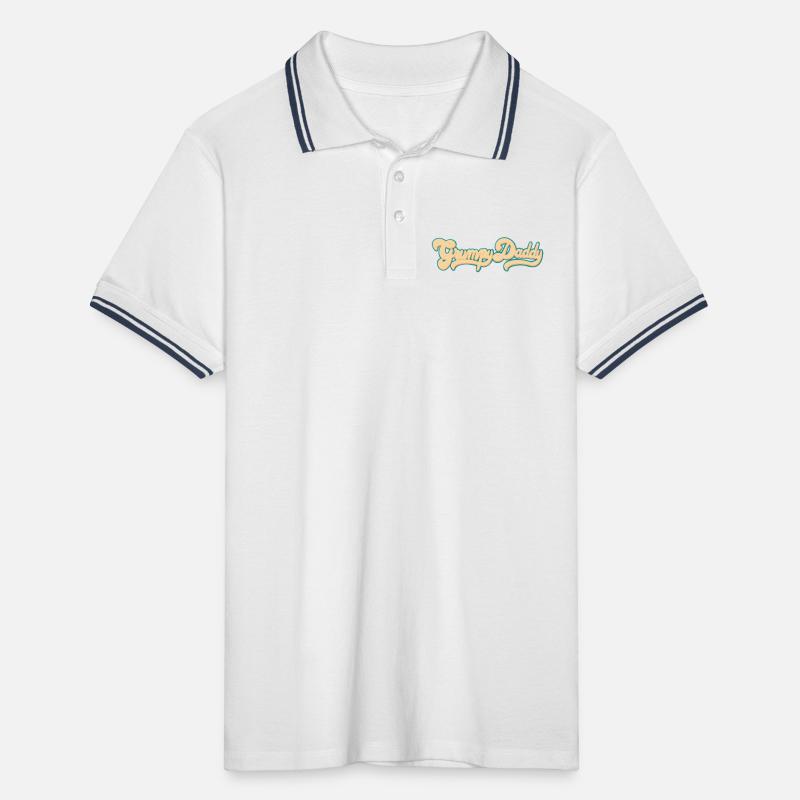 Grumpy Daddy Retro Script - Farbe "Groovy Baby" Männer Tipped Poloshirt