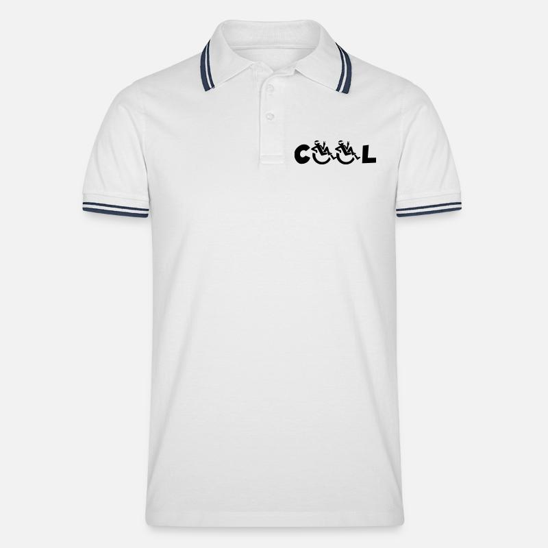 Cooler Rollstuhlfahrer, Cooler Rollstuhlfahrer * - Männer Tipped Poloshirt - Weiß/Navy