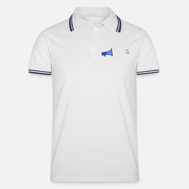 Megafon Text-Template - Männer Tipped Poloshirt - Weiß/Navy