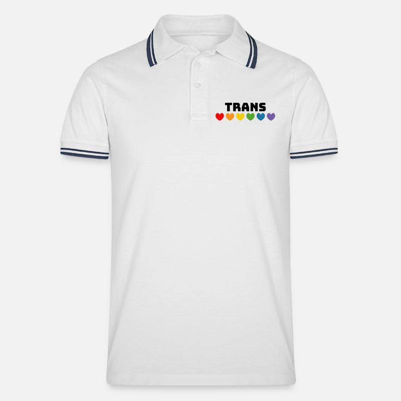 Cuore arcobaleno trans nero - Polo per uomo - bianco/navy