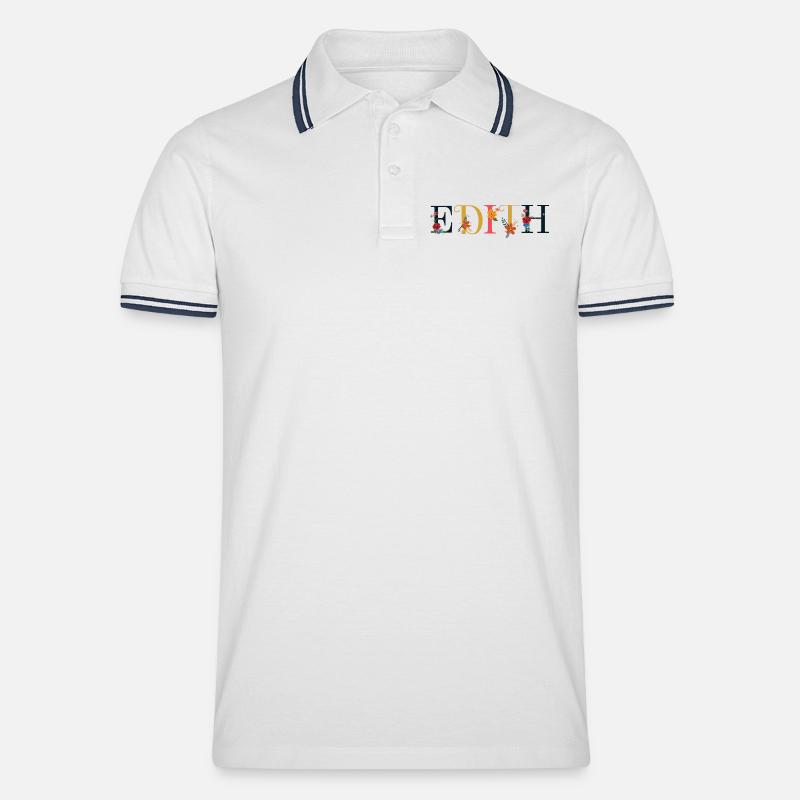 EDITH Name mit Blumen geschmückt - Männer Tipped Poloshirt - Weiß/Navy