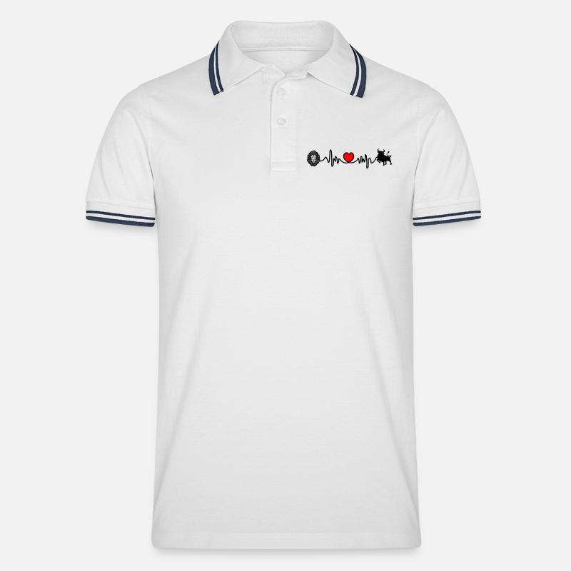Herzfrequenz Cardio Löwe Stier - Männer Tipped Poloshirt - Weiß/Navy