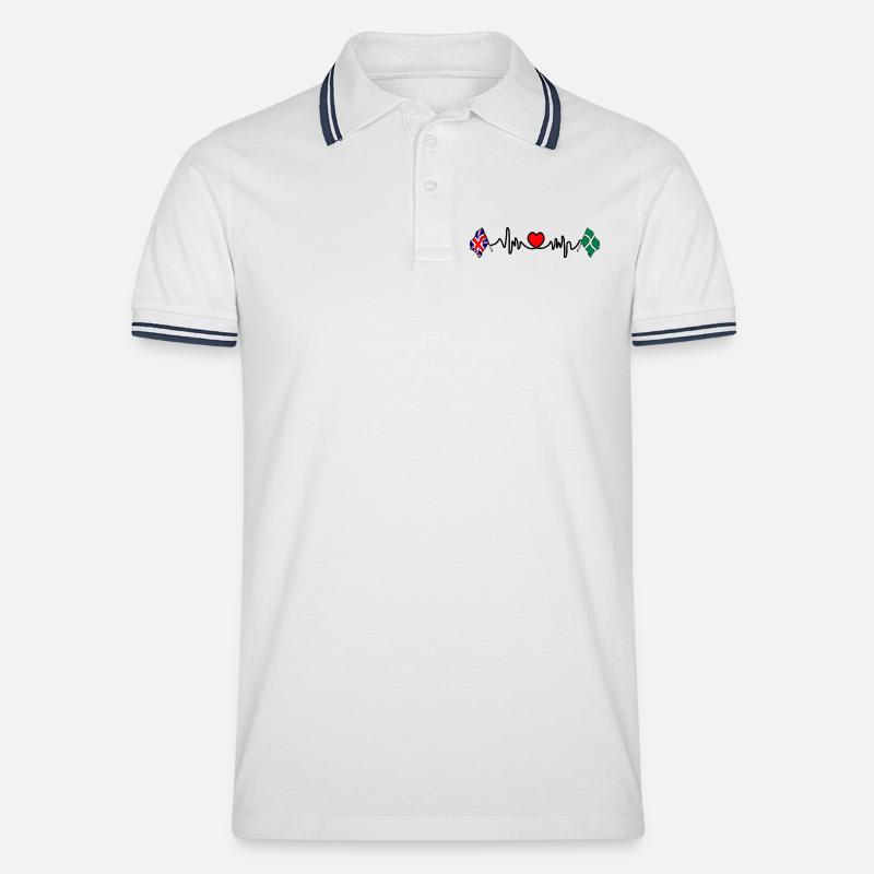Devon & Großbritannien Herzschlag - Männer Tipped Poloshirt - Weiß/Navy