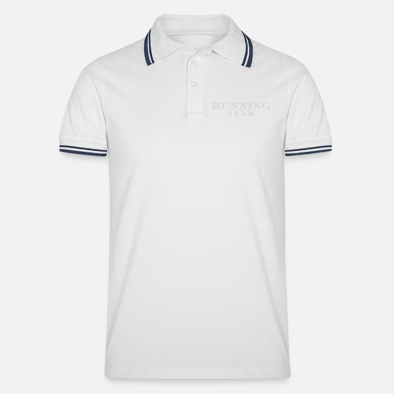 Running Team - Männer Tipped Poloshirt - Weiß/Navy