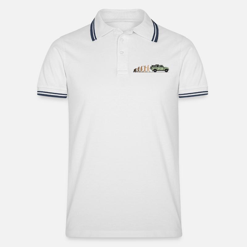 Defender Evolution 110 Farbe - Männer Tipped Poloshirt - Weiß/Navy
