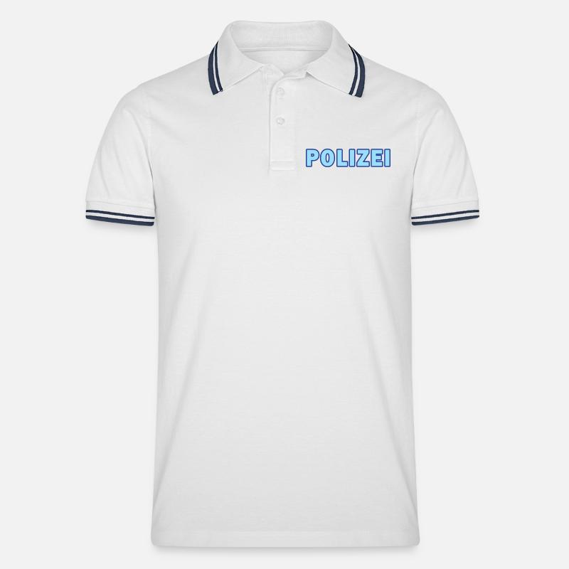 Polizei blockiert Neontext - Männer Tipped Poloshirt - Weiß/Navy
