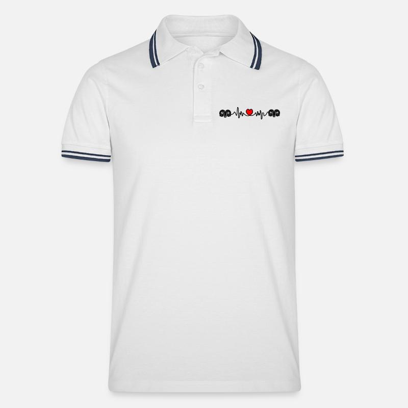 Herzfrequenz Cardio Ram Ram Ram - Männer Tipped Poloshirt - Weiß/Navy