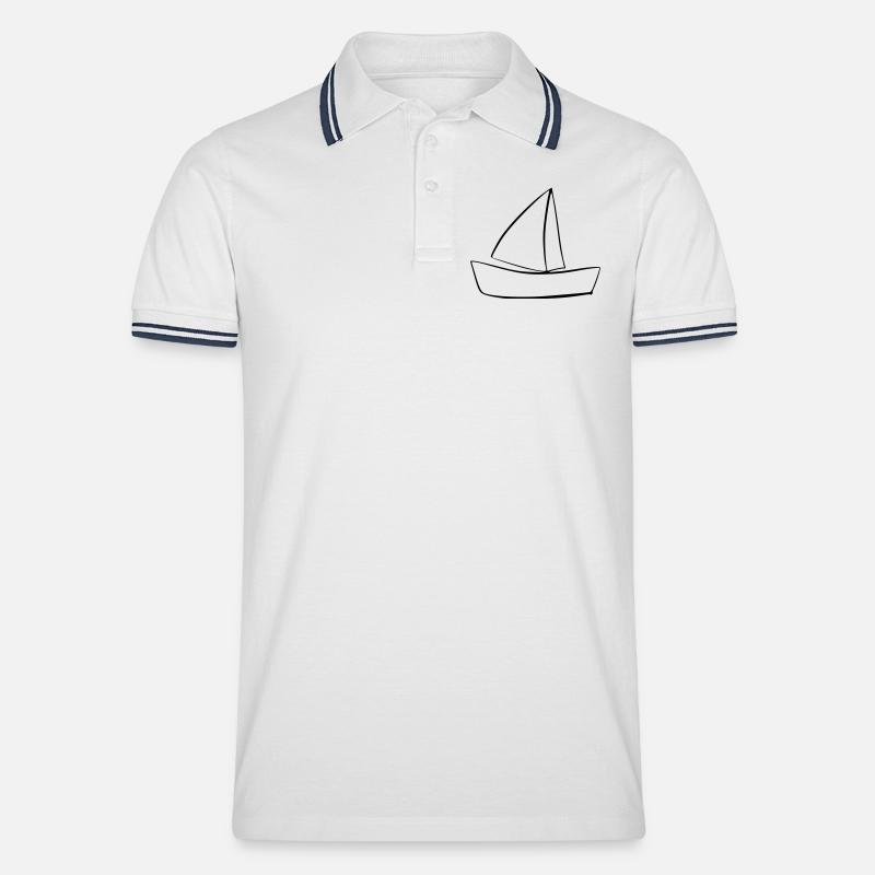 Boot - Männer Tipped Poloshirt - Weiß/Navy