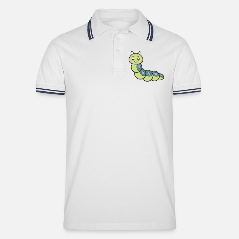 Raupe - Männer Tipped Poloshirt - Weiß/Navy