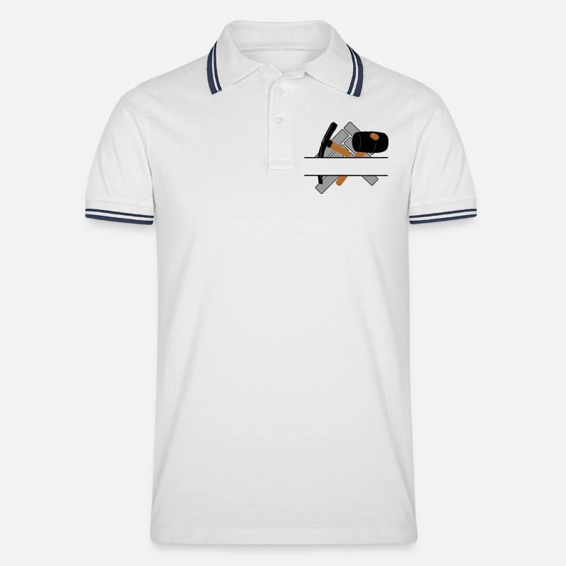 Pflastererlogo mit transparenter Stange dazwischen - Männer Tipped Poloshirt - Weiß/Navy