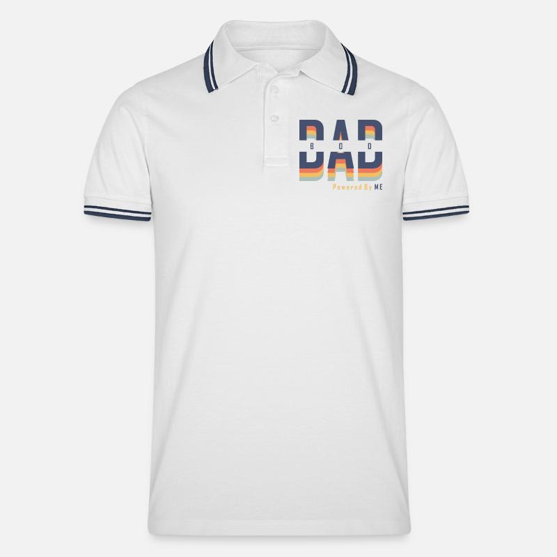 Dad Bod powered by Me - Männer Tipped Poloshirt - Weiß/Navy