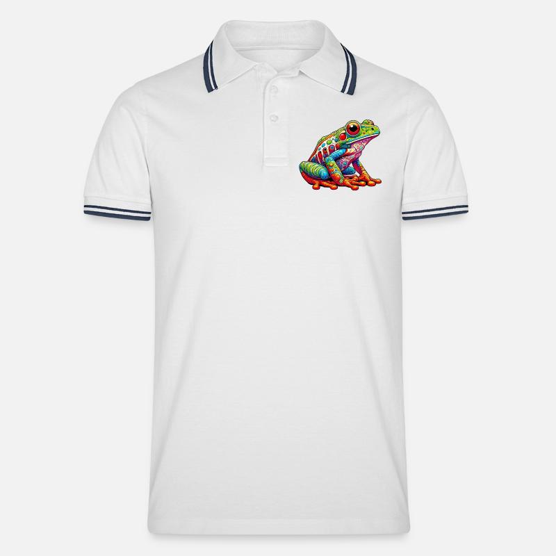 Frosch - Männer Tipped Poloshirt - Weiß/Navy