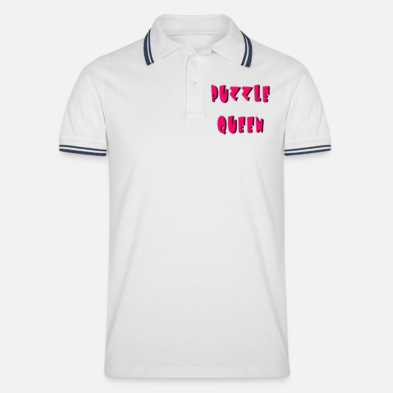 Puzzle Queen 2 - Männer Tipped Poloshirt - Weiß/Navy