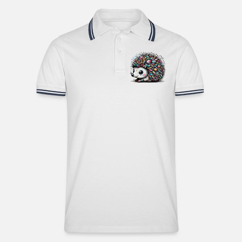Igel - Männer Tipped Poloshirt - Weiß/Navy