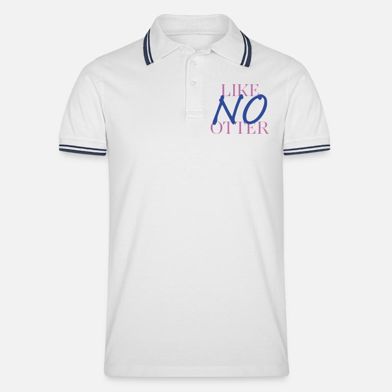 Otter mal anders – Wortspiel mit Stil - Männer Tipped Poloshirt - Weiß/Navy