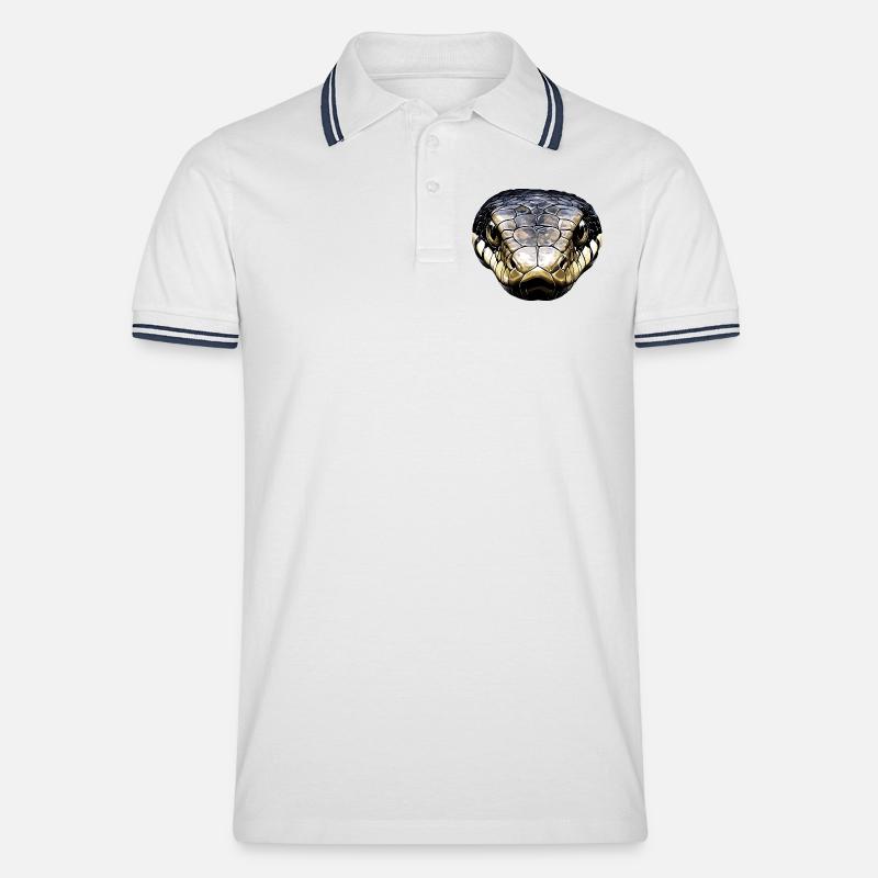 Schlange Python Kobra Klapperschlange Schlangen - Männer Tipped Poloshirt - Weiß/Navy