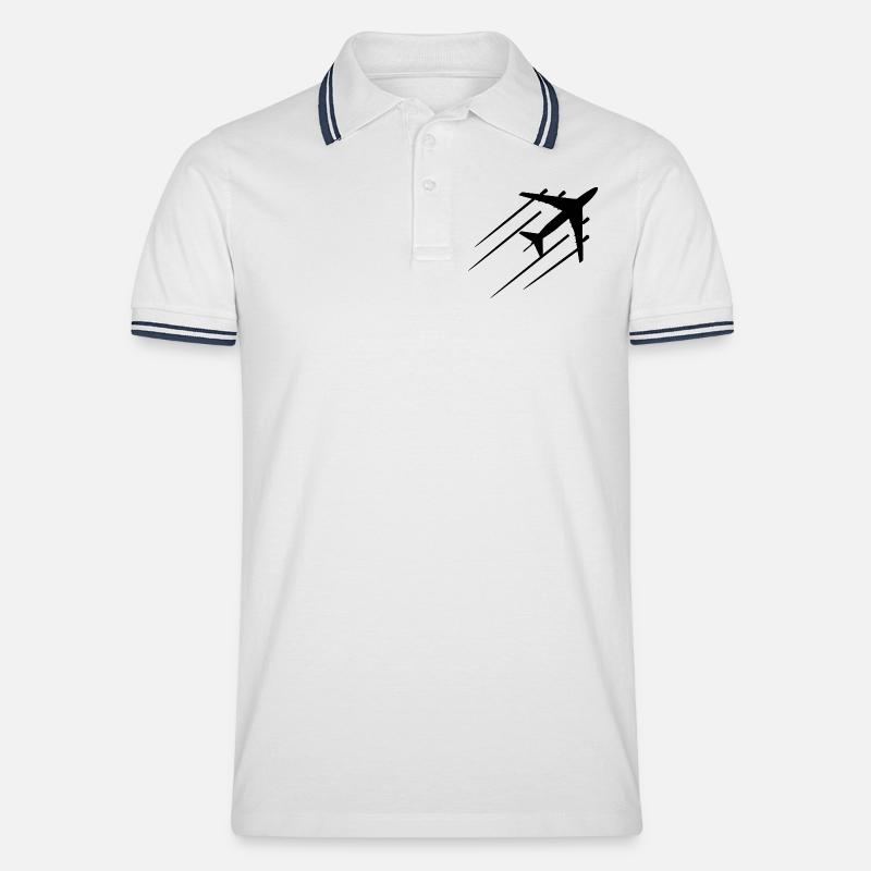Luftfartssketch - Tipped poloshirt herre - hvid/marineblå