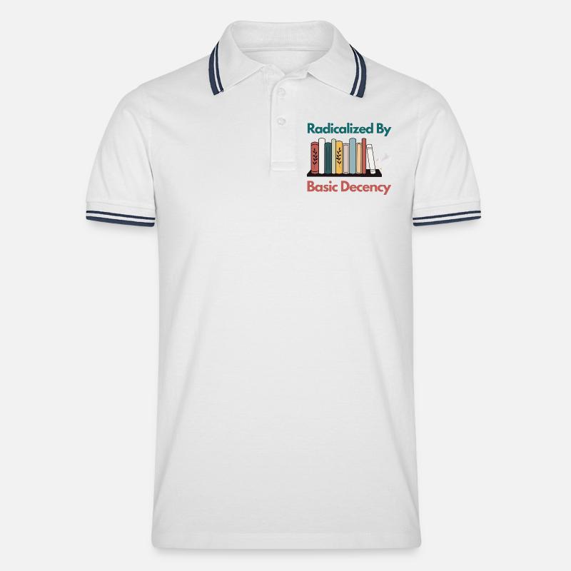 Radicalized By Basic Decency Funny Sarcastic  - Men's Tipped Polo Shirt - white/navy