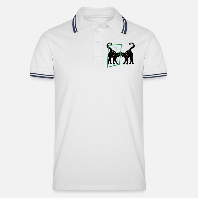 Spiegel das Kätzchen, Abstraktion - Männer Tipped Poloshirt - Weiß/Navy